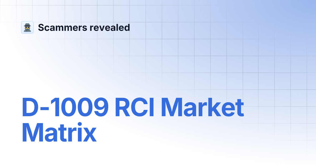 D-1009 RCI Market Matrix | Scammers revealed